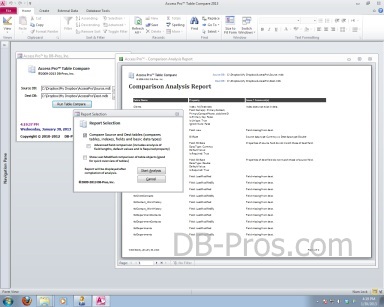 Compare MS Access Tables with Access Pro™ Access Pro Table Compare™
